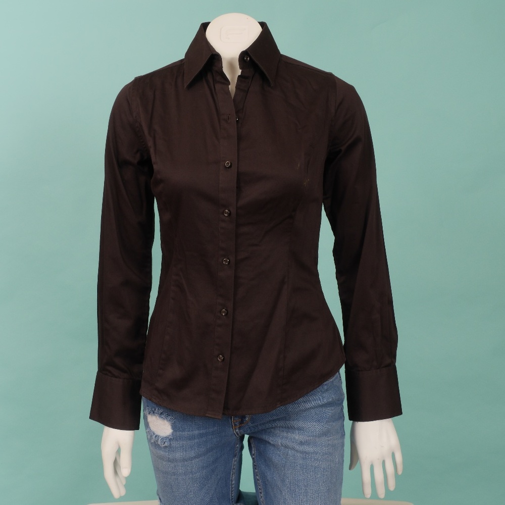 Merona XS Brown Buttoned Up Top